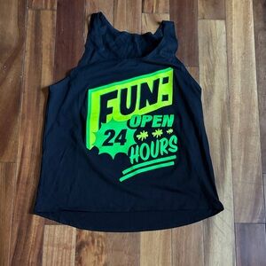 Zumba Black Tank Top with Neon Green Print